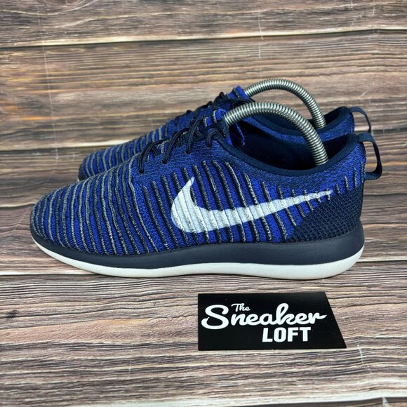 Nike Roshe Two Flyknit Navy White Flyknit Athletic Running Shoes Women's 8.5 - Picture 3 of 8